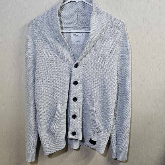 Hollister Sweaters - Hollister Shawl Collar Knit Button Cardigan Sweater Small Gray Y2K Preppy